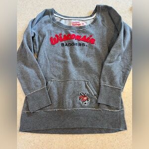 Campus Heritage Gray Wisconsin Badgers Sweatshirt Top with Red Logo